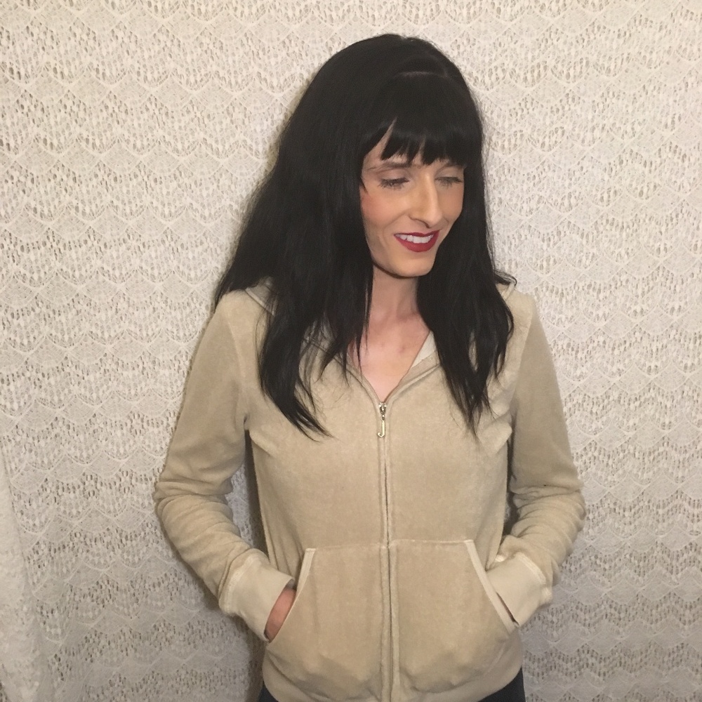 Juicy Couture Beige Classic Terry Zip Hoodie